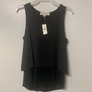 Loft XS Solid Black Tank Women’s Top Sleeveless 2 Layers Brand New Basic